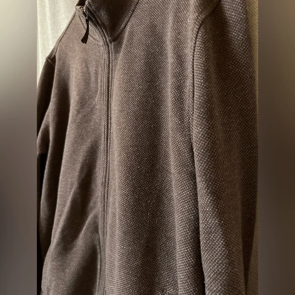 Tasso Elba•full-zip sweater•men’s large•cotton blend•pockets•relaxed fit•brown - Picture 3 of 15